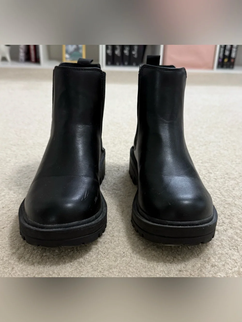 Black Women's Chelsea Lug Sole Boots - Sleek Platform Ankle Boot